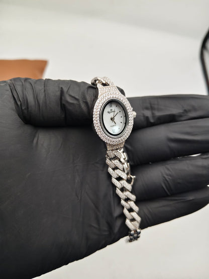 925 Silver Diamond-Style Link Bracelet Watch – Rhodium Plated - IHSJ.pk