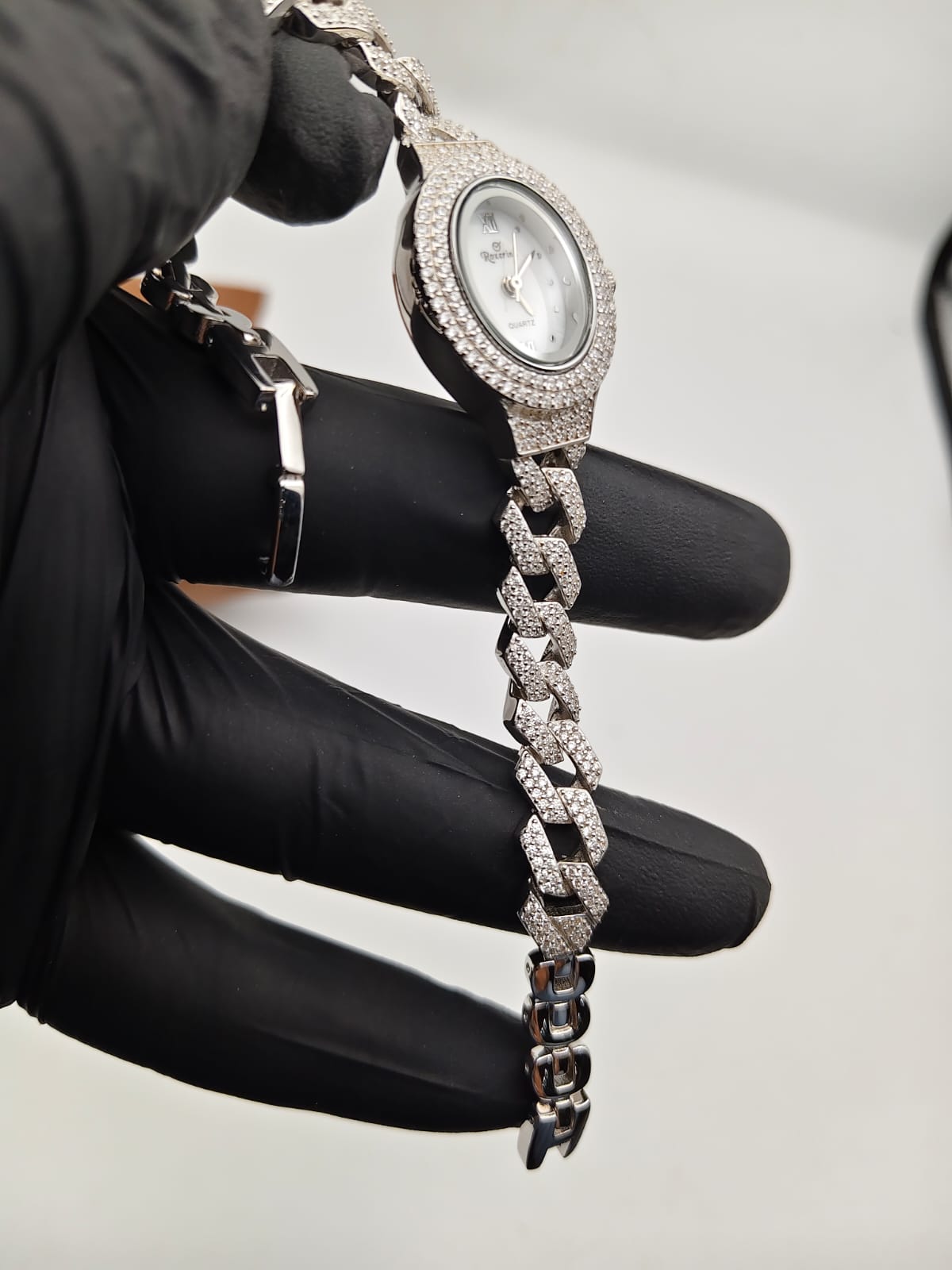 925 Silver Diamond-Style Link Bracelet Watch – Rhodium Plated - IHSJ.pk
