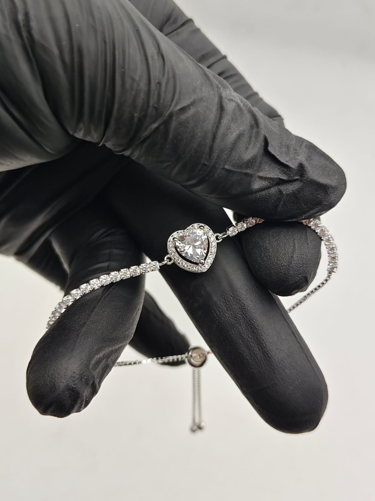 925 Silver Heart Zircon Adjustable Bracelet for Women - IHSJ.pk