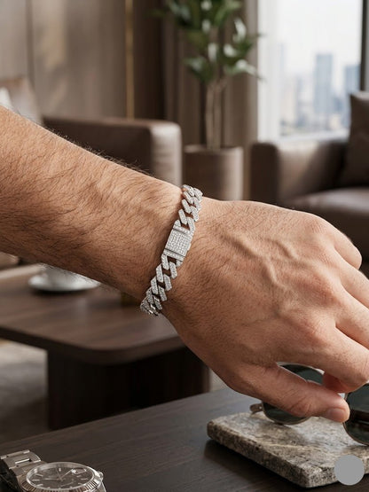 “925 Silver Micro Setting Bracelet – Sterling Silver Jewelry for Men” - IHSJ.pk
