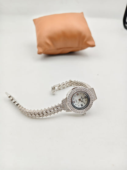 925 Silver Rhodium-Plated Crystal Luxury Women’s Watch - IHSJ.pk