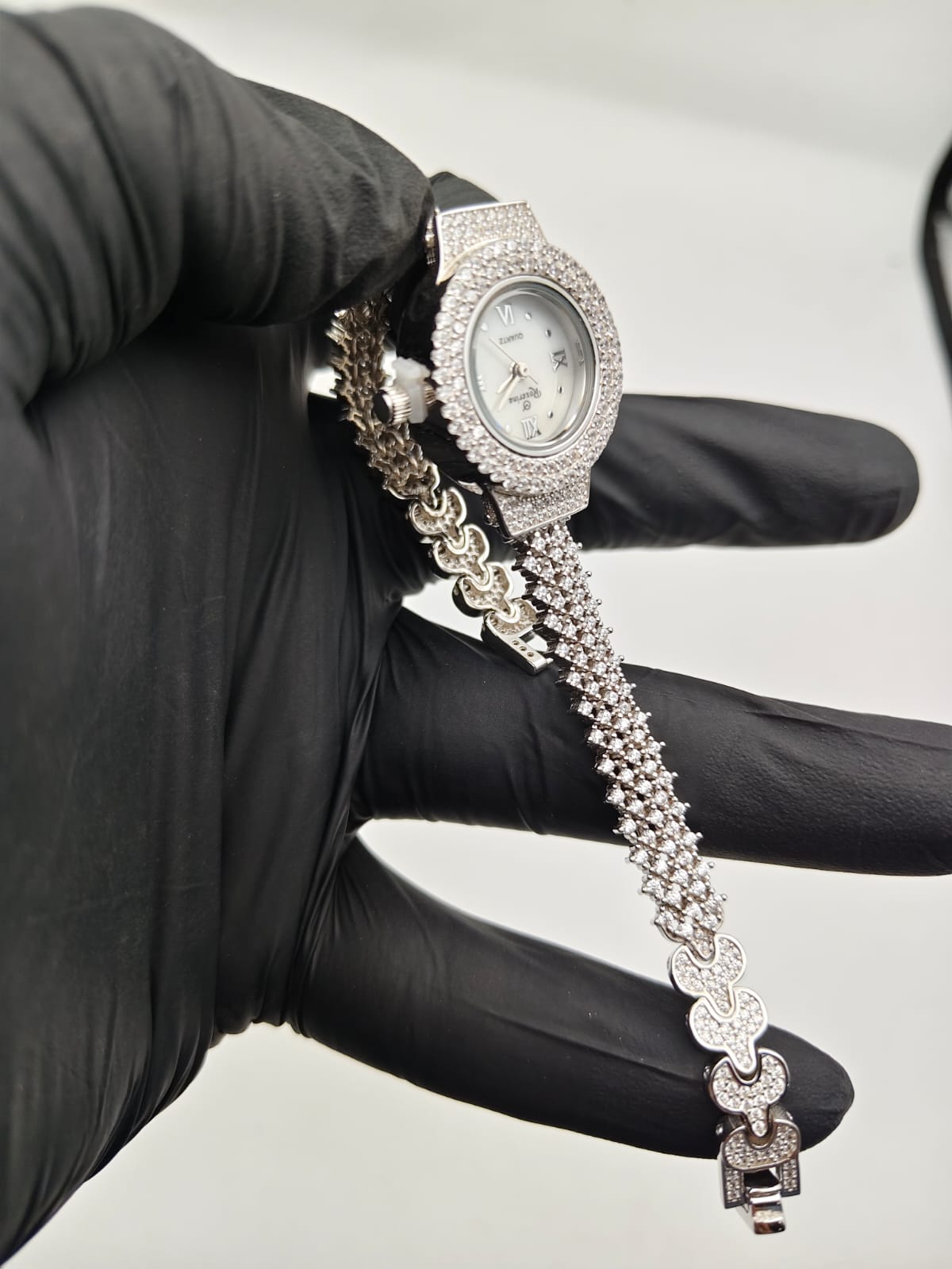 925 Silver Rhodium-Plated Crystal Luxury Women’s Watch - IHSJ.pk