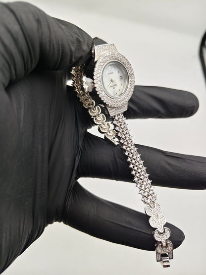 925 Silver Rhodium-Plated Crystal Luxury Women’s Watch - IHSJ.pk