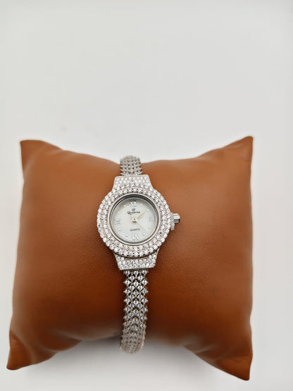 925 Silver Rhodium-Plated Crystal Luxury Women’s Watch - IHSJ.pk