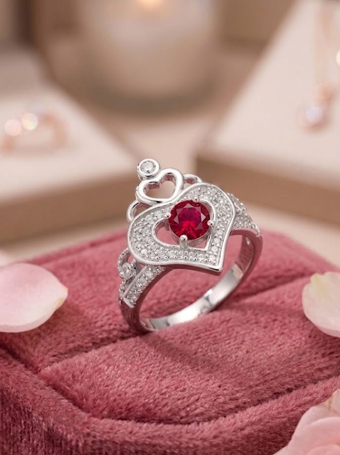 925 Sterling Silver Claddagh Ring Set | Boho Silver Princess Crown Ring | Heart Shaped Silver Promise Ring for Women - IHSJ.pk