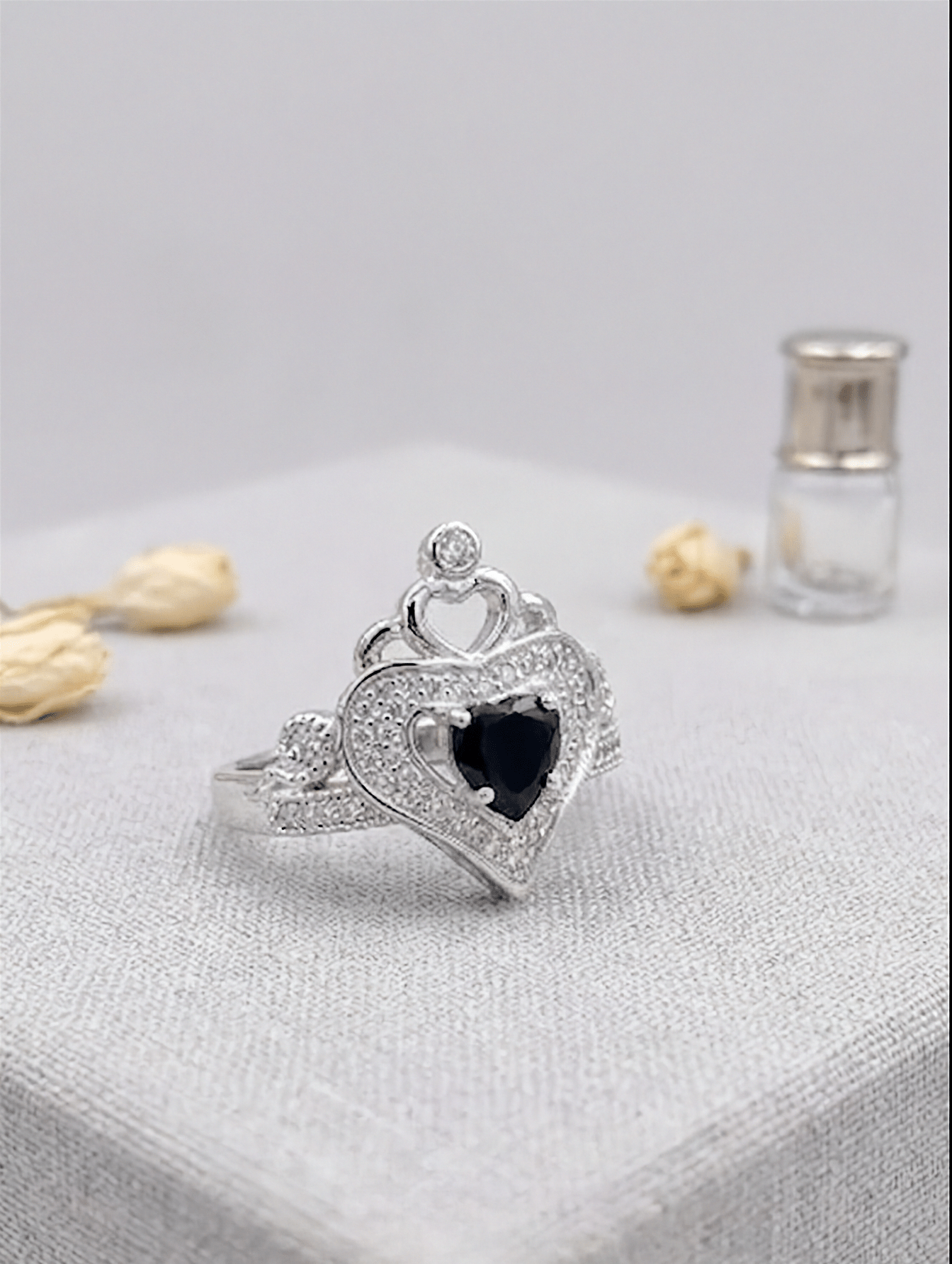 925 Sterling Silver Claddagh Ring Set | Boho Silver Princess Crown Ring | Heart Shaped Silver Promise Ring for Women - IHSJ.pk