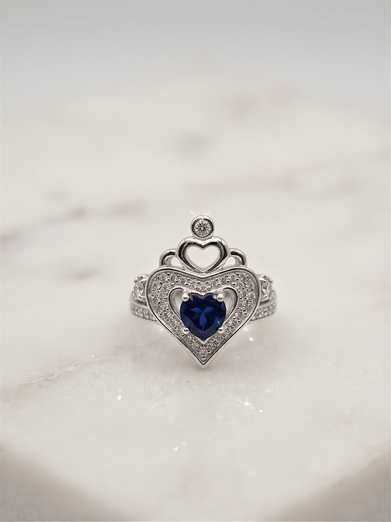 925 Sterling Silver Claddagh Ring Set | Boho Silver Princess Crown Ring | Heart Shaped Silver Promise Ring for Women - IHSJ.pk