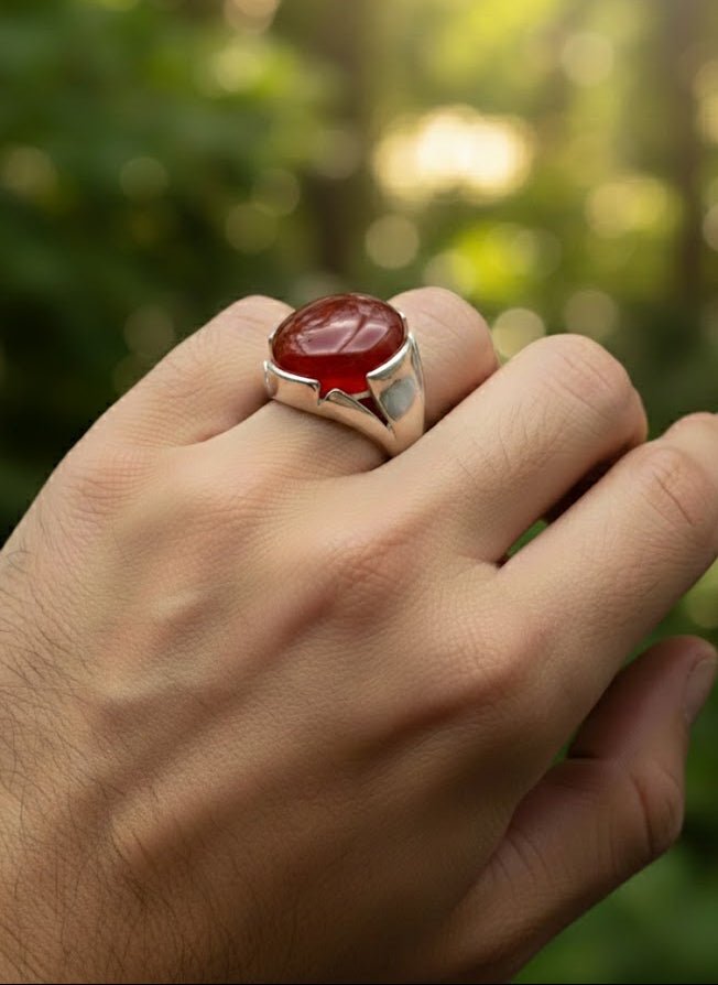 Aqeeq Ring in (925 Silver) - IHSJ.pk