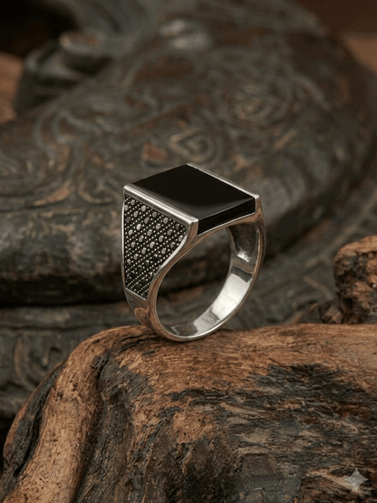 Black Square Ring Silver 925 - IHSJ.pk