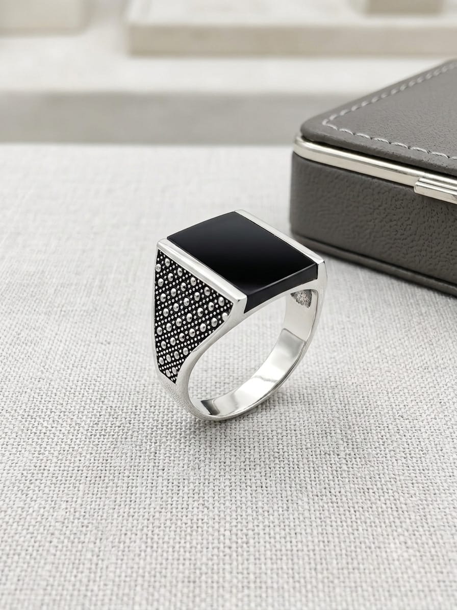 Black Square Ring Silver 925 - IHSJ.pk