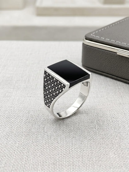 Black Square Ring Silver 925 - IHSJ.pk