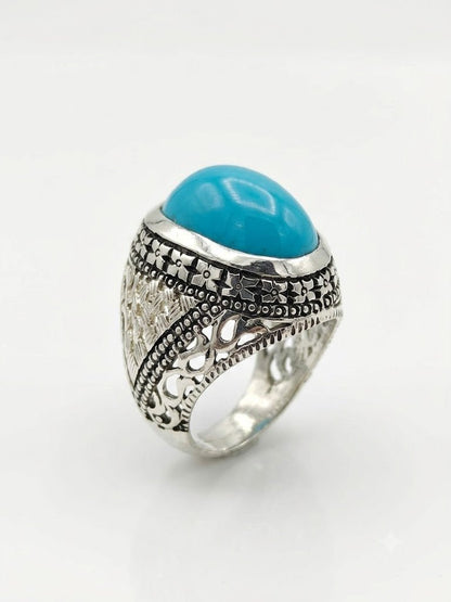 Feroza Gemstone Handmade silver Ring - IHSJ.pk