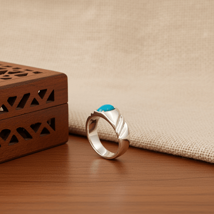 Feroza Gemstone Silver Ring - IHSJ.pk