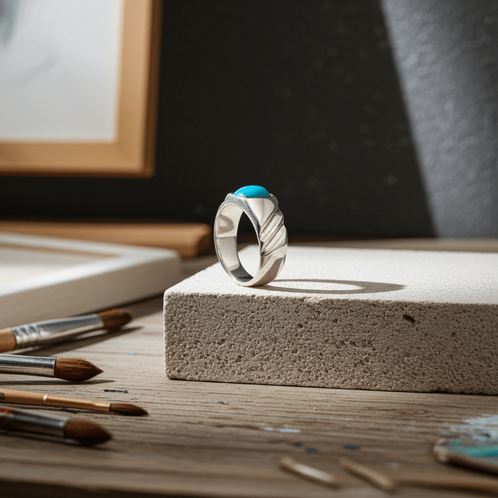 Feroza Gemstone Silver Ring - IHSJ.pk