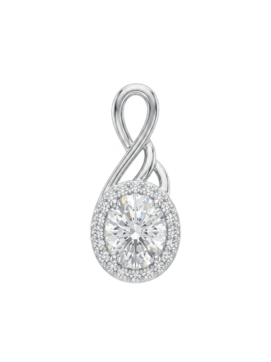 Infinity Twist Halo Diamond Pendant Necklace – 925 Sterling Silver - IHSJ.pk