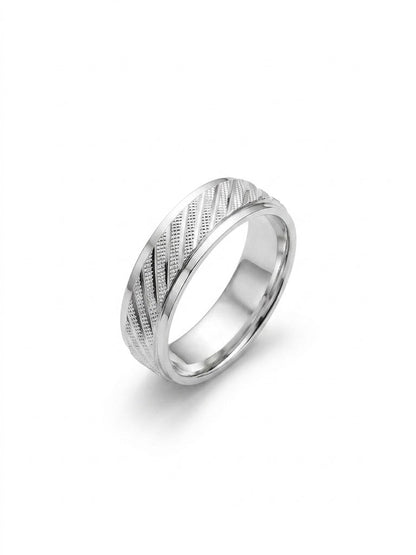 Men's 925 Sterling Silver Textured Ring | Gents Wedding Band - IHSJ.pk