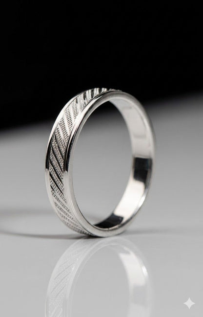 Men's 925 Sterling Silver Textured Ring | Gents Wedding Band - IHSJ.pk