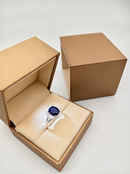 Neelam Gemstone 925 Silver RIng For Ladies - IHSJ.pk
