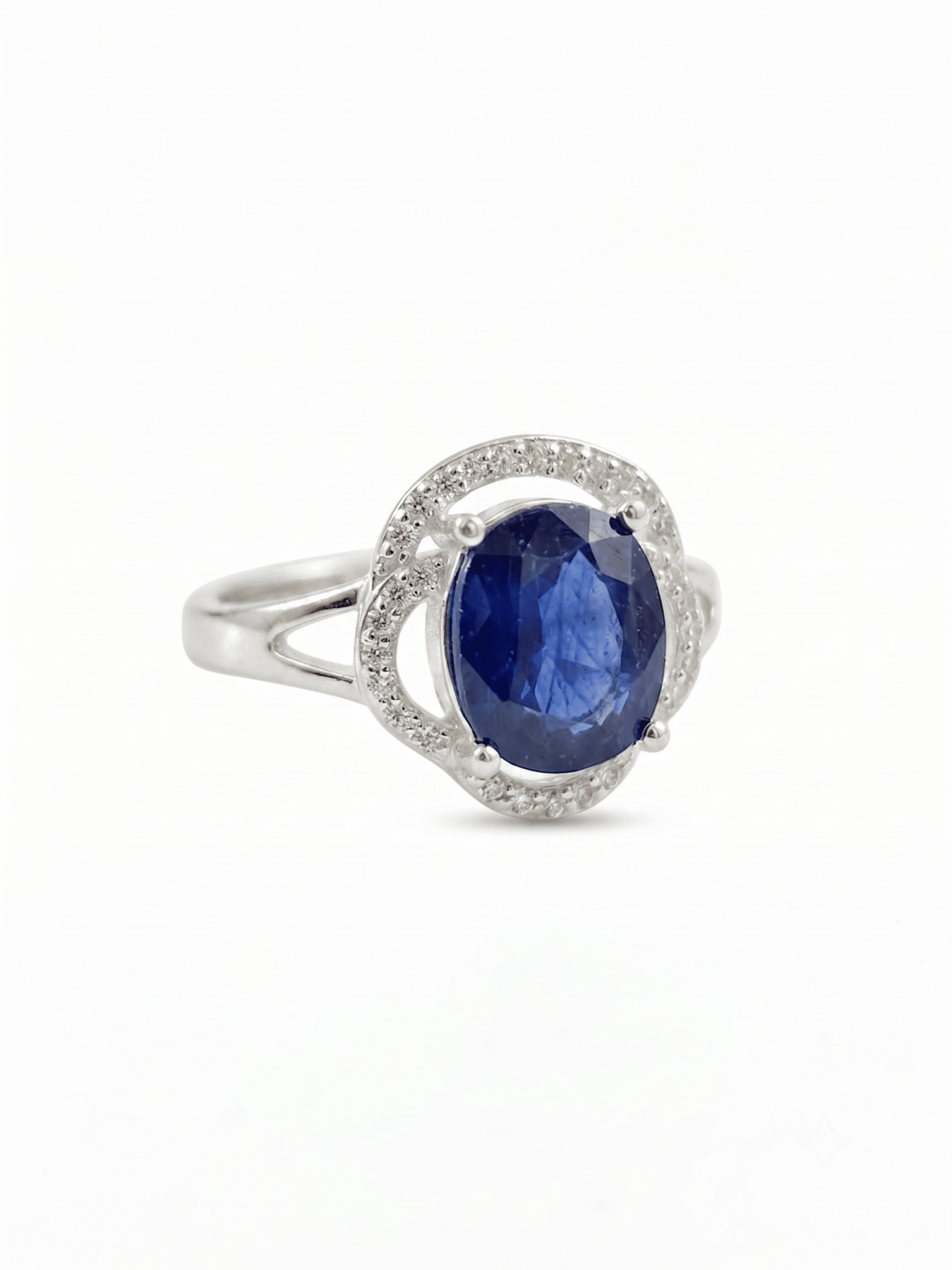 Neelam Gemstone 925 Silver RIng For Ladies - IHSJ.pk