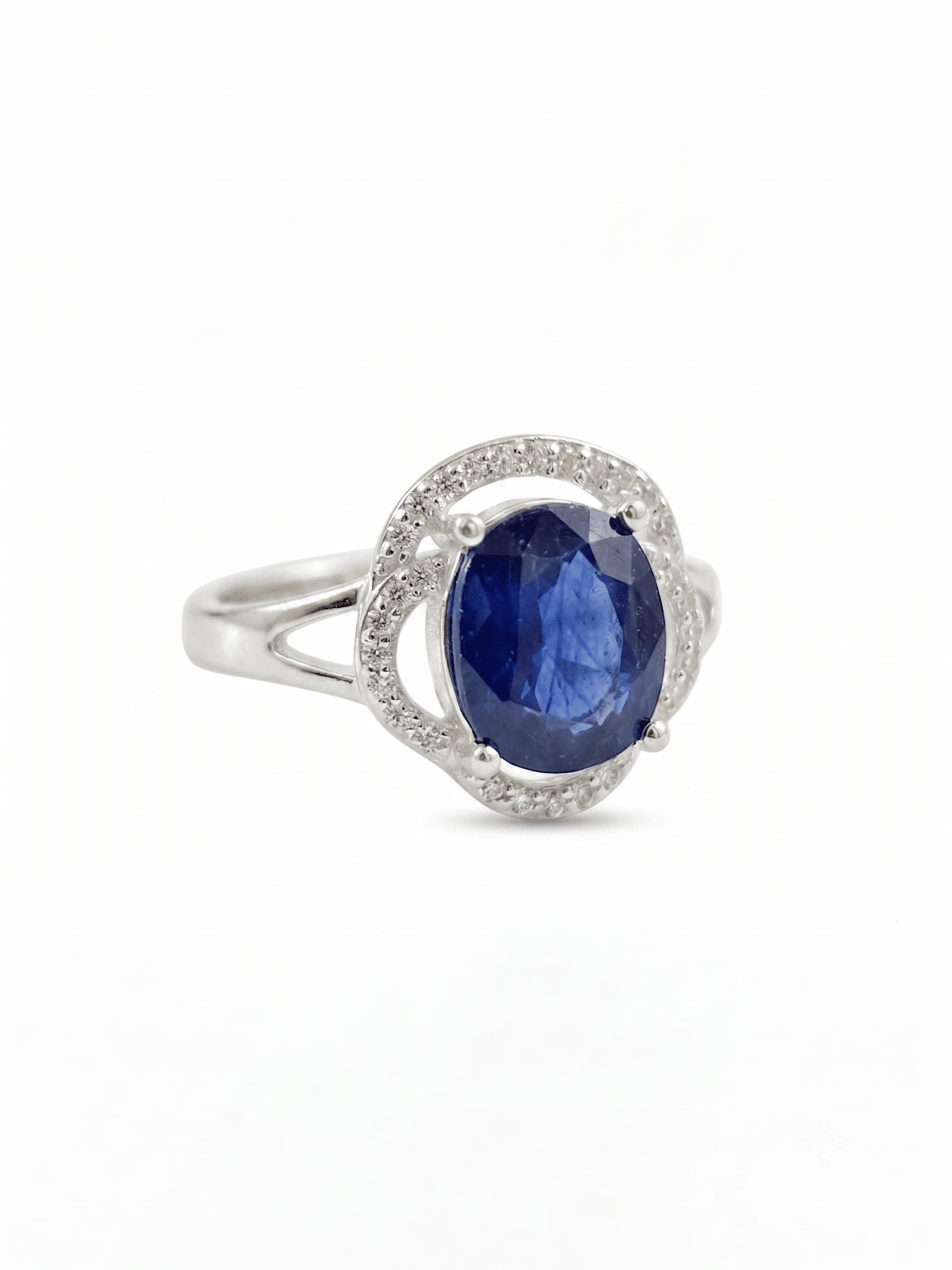 Neelam Gemstone 925 Silver RIng For Ladies - IHSJ.pk