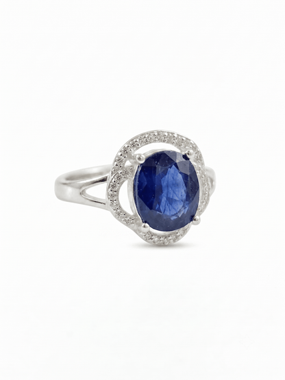 Neelam Gemstone 925 Silver RIng For Ladies - IHSJ.pk