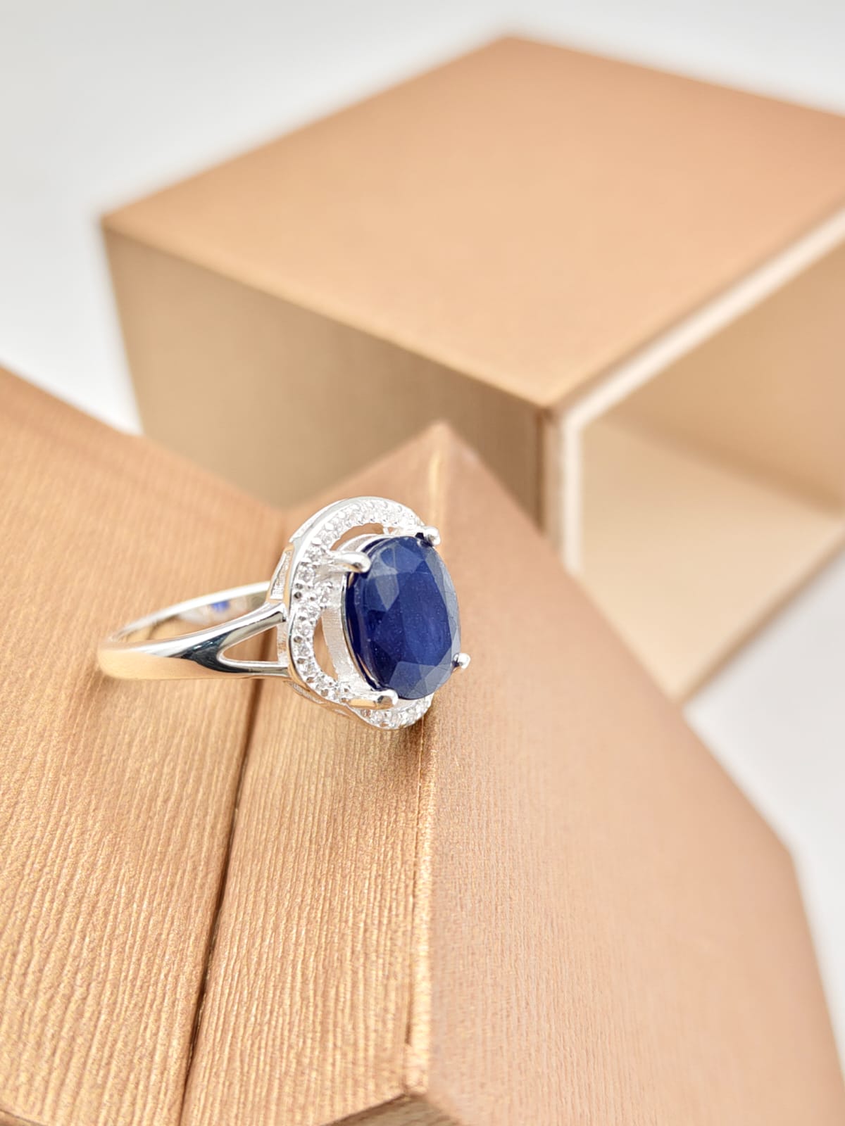Neelam Gemstone 925 Silver RIng For Ladies - IHSJ.pk
