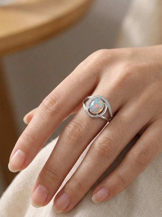Original Opal 925 Silver Ladies Ring – Elegant Design - IHSJ.pk