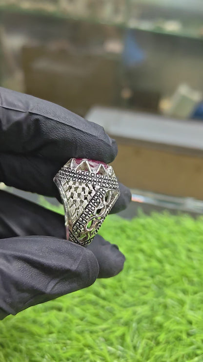 Ruby Yaqoot Handmade Ring in Pure silver
