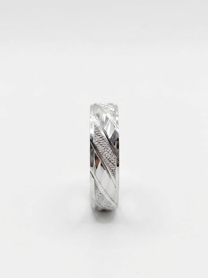 Pure Chandi Diagonal Cut Ring for Men - 925 Sterling Silver Gents Chala - IHSJ.pk