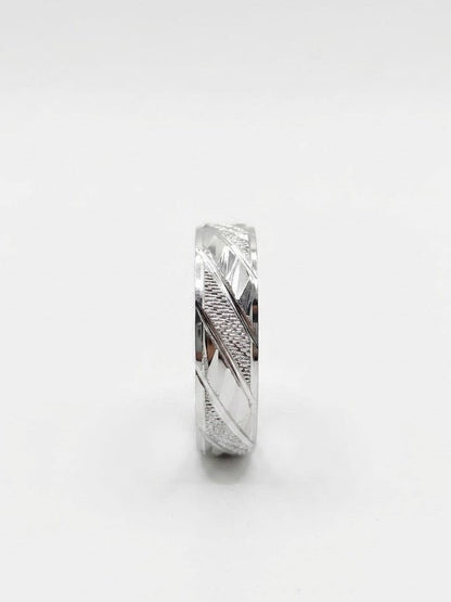 Pure Chandi Diagonal Cut Ring for Men - 925 Sterling Silver Gents Chala - IHSJ.pk