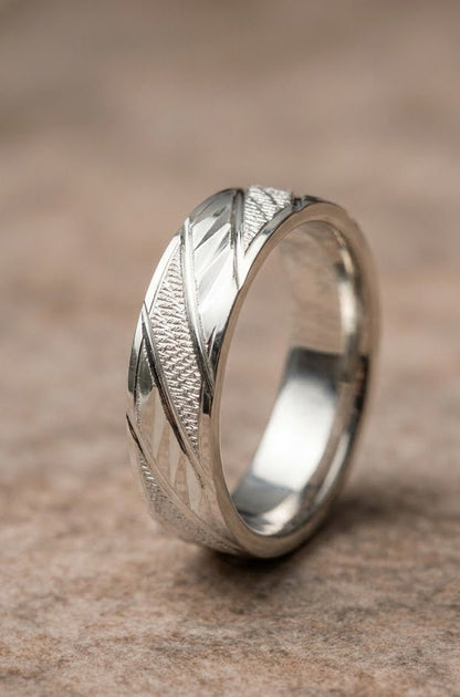 Pure Chandi Diagonal Cut Ring for Men - 925 Sterling Silver Gents Chala - IHSJ.pk