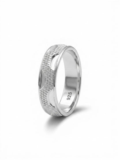 Pure Chandi Textured Design Ring for Men - 925 Sterling Silver Gents Chala - IHSJ.pk