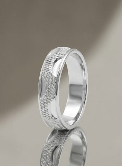 Pure Chandi Textured Design Ring for Men - 925 Sterling Silver Gents Chala - IHSJ.pk