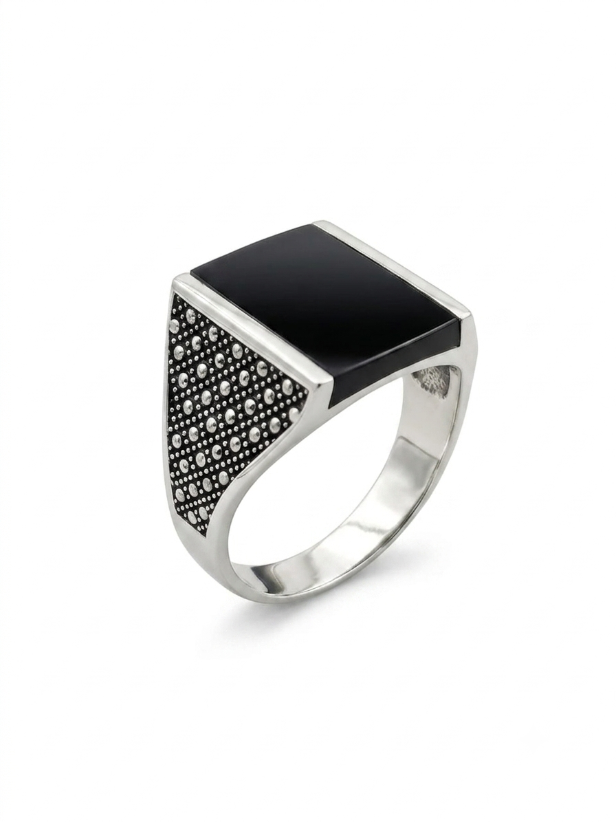 Black Square Ring Silver 925