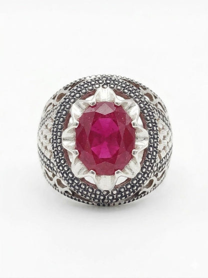 Ruby Yaqoot Silver Ring - IHSJ.pk