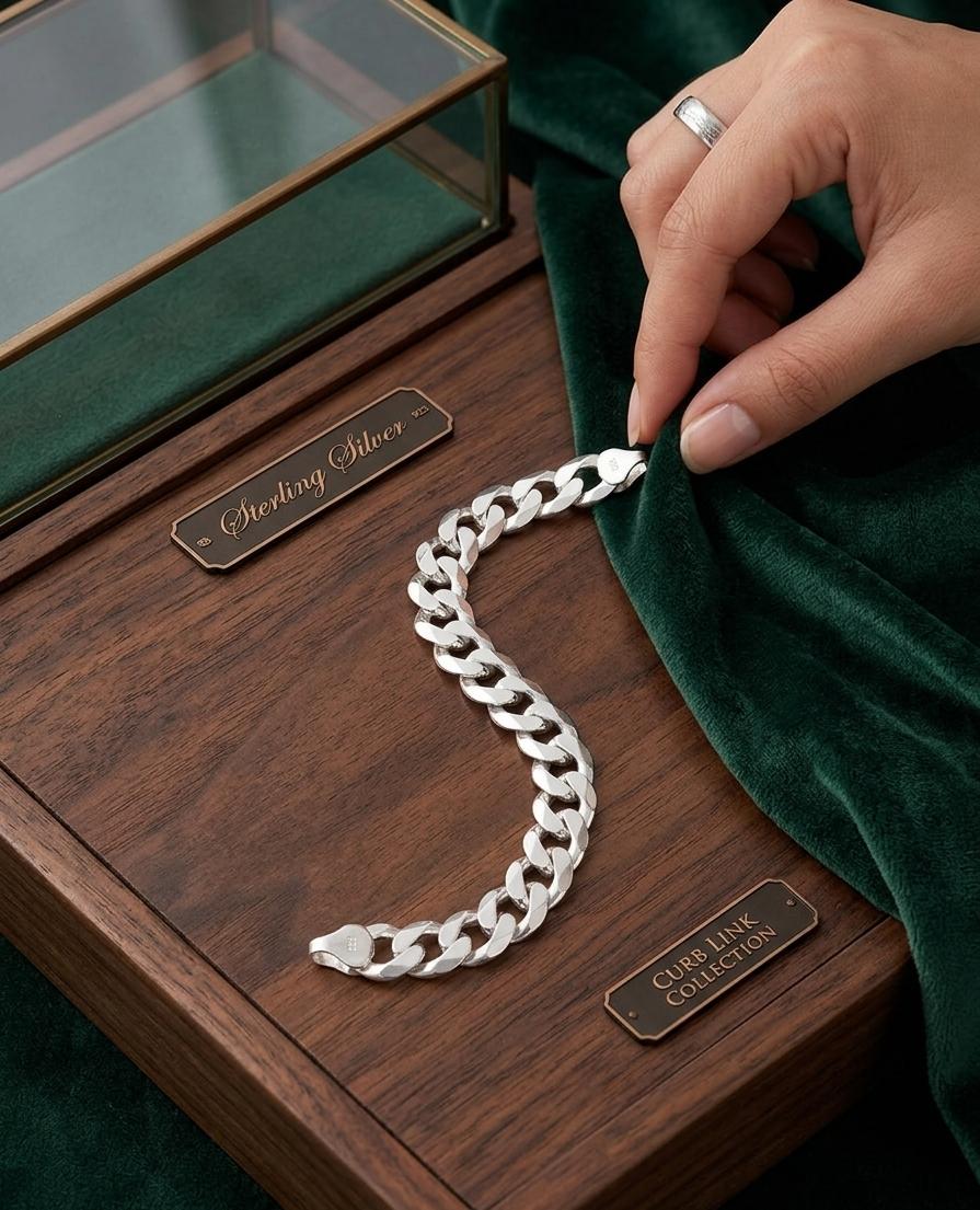 Silver Cuban Link Bracelet - IHSJ.pk
