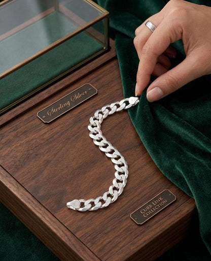 Silver Cuban Link Bracelet - IHSJ.pk